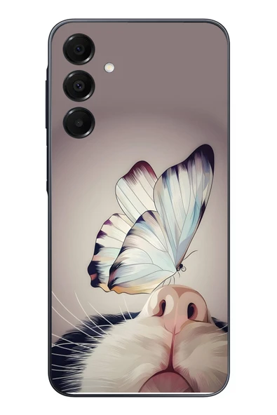 Le Balvo Samsung Galaxy A16 Uyumlu Kelebekli Kedi Baskılı Silikon Kılıf ürün görseli 1