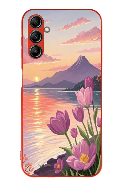 Le Balvo Samsung Galaxy A14 Uyumlu Çiçek Yağlı Boya Baskılı Silikon Kılıf ürün görseli 1