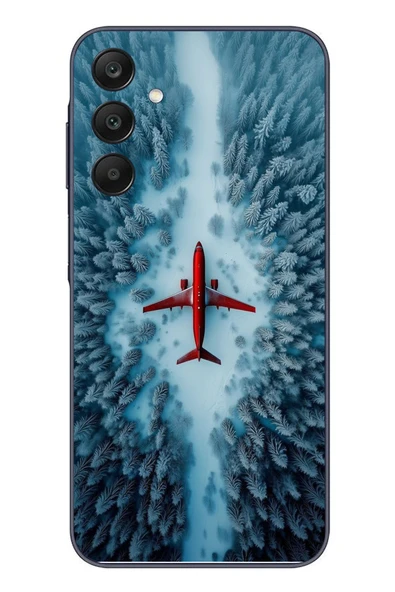 Le Balvo Samsung Galaxy A25 Uyumlu Kış Ortasında Uçak Baskılı Silikon Kılıf ürün görseli 1