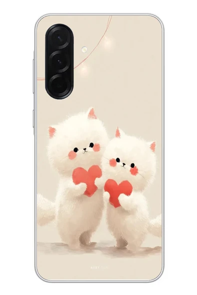 Le Balvo Samsung Galaxy A36 Uyumlu Kalpli Beyaz Kediler Baskılı Silikon Kılıf ürün görseli 1