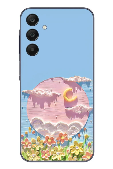 Le Balvo Samsung Galaxy A25 Uyumlu Çiçekli Ay Baskılı Silikon Kılıf ürün görseli 1