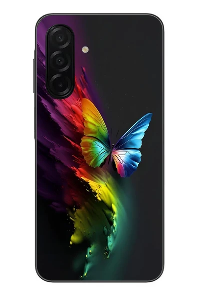 Le Balvo Samsung Galaxy A26 Uyumlu Gökkuşağı Kelebeği Baskılı Silikon Kılıf ürün görseli 1