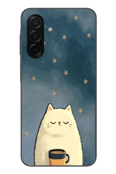 Le Balvo Samsung Galaxy A26 Uyumlu Kahveci Beyaz Kedir Baskılı Silikon Kılıf ürün görseli 1