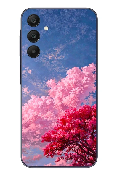 Le Balvo Samsung Galaxy A25 Uyumlu Kırmızı Pembe Ağaçlar Baskılı Silikon Kılıf ürün görseli 1