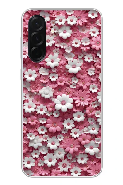 Le Balvo Samsung Galaxy A36 Uyumlu Beyaz Pembe Papatyalar Baskılı Silikon Kılıf ürün görseli 1