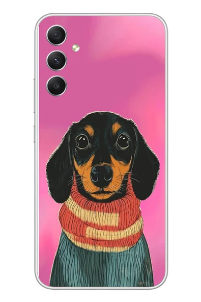 Le Balvo Samsung Galaxy A34 Uyumlu Sevimli Siyah Köpek Baskılı Silikon Kılıf ürün görseli 1