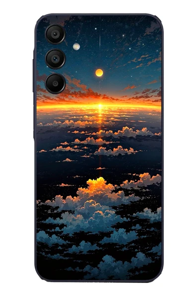 Le Balvo Samsung Galaxy A15 Uyumlu Gün Batımı ve Ay Baskılı Silikon Kılıf ürün görseli 1