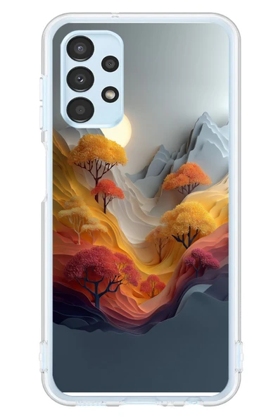 Le Balvo Samsung Galaxy A13 Uyumlu Renk Dalgalı Manzara Baskılı Silikon Kılıf ürün görseli 1