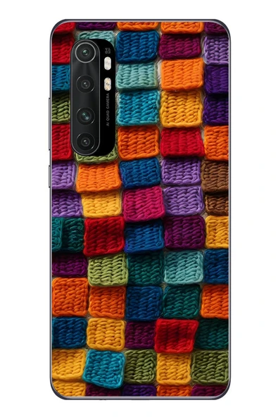 Le Balvo Xiaomi Mi 10 Lite Uyumlu Kare Örgüler Baskılı Silikon Kılıf ürün görseli 1