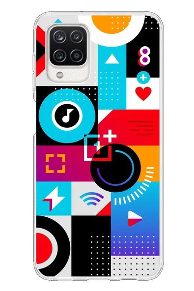 Le Balvo Samsung Galaxy A12 Uyumlu Teknoloji Çizgileri Baskılı Silikon Kılıf ürün görseli 1