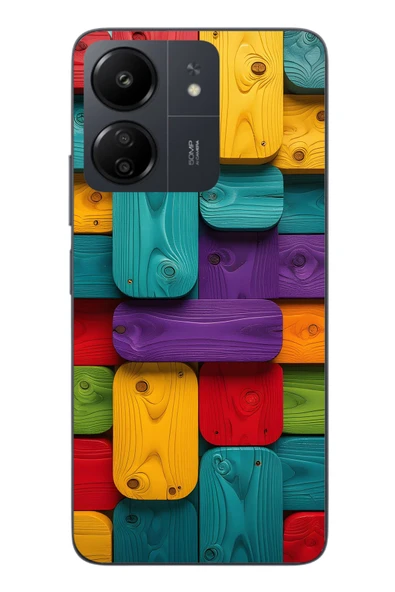 Le Balvo Redmi 13C Uyumlu Renkli Tahtalar Baskılı Silikon Kılıf ürün görseli 1