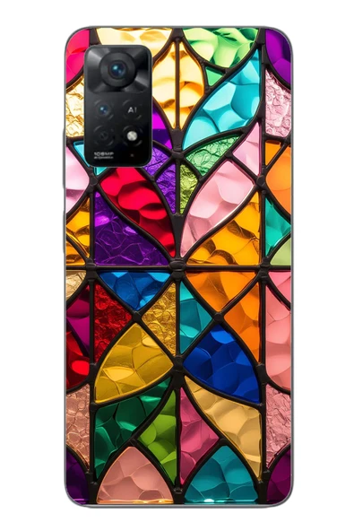 Le Balvo Redmi Note 11E Uyumlu Cam Vitray Baskılı Silikon Kılıf ürün görseli 1