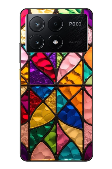 Le Balvo Poco X6 Pro Uyumlu Cam Vitray Baskılı Silikon Kılıf ürün görseli 1