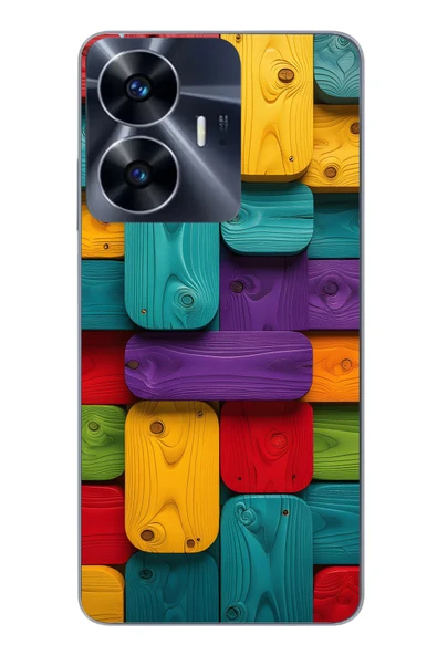 Le Balvo Realme C55 Uyumlu Renkli Tahtalar Baskılı Silikon Kılıf ürün görseli 1