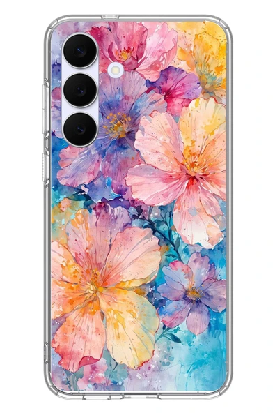 Le Balvo Samsung Galaxy S25 FE Uyumlu Yağlı Boya Çiçekler Baskılı Silikon Kılıf ürün görseli 1