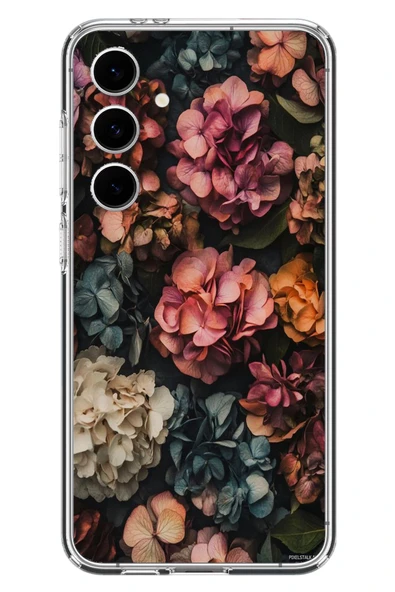 Le Balvo Samsung Galaxy S24 FE Uyumlu Koyu Çiçekler Baskılı Silikon Kılıf ürün görseli 1