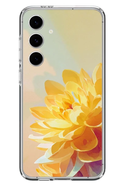 Le Balvo Samsung Galaxy S24 FE Uyumlu Sarı Çiçek Baskılı Silikon Kılıf ürün görseli 1