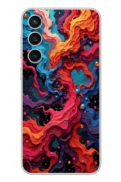 Le Balvo Samsung Galaxy S23 Fe Uyumlu Dalgaların İz Karışımı Baskılı Silikon Kılıf ürün görseli 1