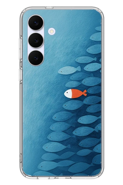 Le Balvo Samsung Galaxy S25 FE Uyumlu Balıklar Yüzüyor Baskılı Silikon Kılıf ürün görseli 1