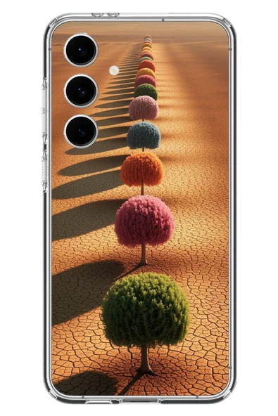 Le Balvo Samsung Galaxy S24 FE Uyumlu Sıralı Renkli Ağaçlar Baskılı Silikon Kılıf ürün görseli 1