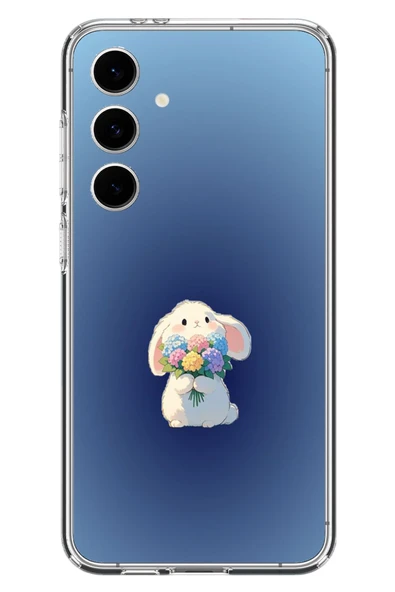 Le Balvo Samsung Galaxy S24 FE Uyumlu Çiçekli Tavşan Baskılı Silikon Kılıf ürün görseli 1