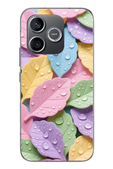 Le Balvo Honor 600 Uyumlu Pastel Damlalıklı Yapraklar Baskılı Silikon Kılıf ürün görseli 1