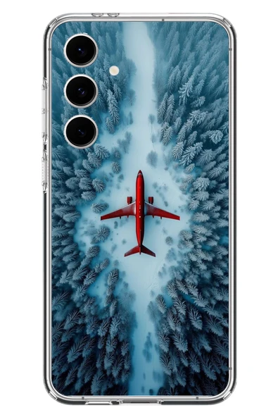 Le Balvo Samsung Galaxy S24 FE Uyumlu Kış Ortasında Uçak Baskılı Silikon Kılıf ürün görseli 1