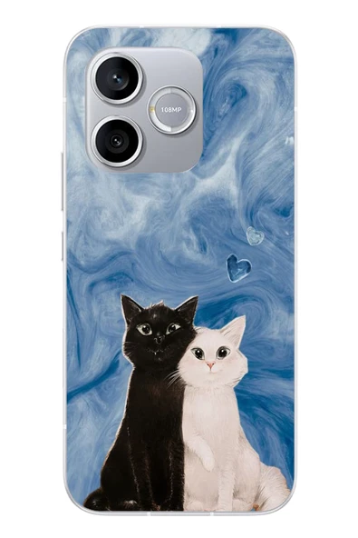 Le Balvo Honor 600 Lite Uyumlu Siyah ve Beyaz Kedi Baskılı Silikon Kılıf ürün görseli 1