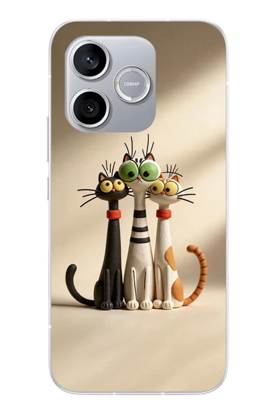 Le Balvo Honor 600 Lite Uyumlu Neşeli Kedi Ailesi Baskılı Silikon Kılıf ürün görseli 1