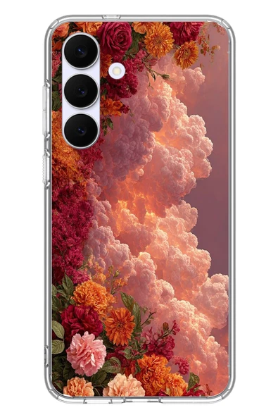 Le Balvo Samsung Galaxy S25 FE Uyumlu Güller ve Bulutlar Baskılı Silikon Kılıf ürün görseli 1