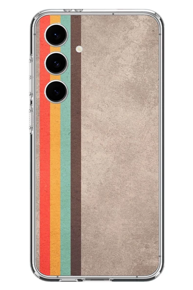 Le Balvo Samsung Galaxy S24 FE Uyumlu Retro Gökkuşağı Baskılı Silikon Kılıf ürün görseli 1