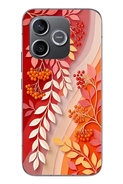 Le Balvo Honor 600 Uyumlu Kırmızı Beyaz İğdeler Baskılı Silikon Kılıf ürün görseli 1