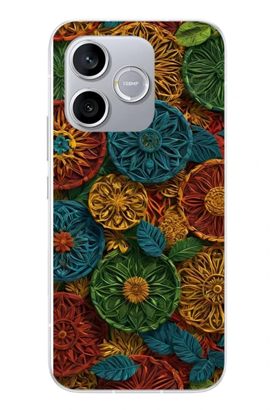 Le Balvo Honor 600 Lite Uyumlu Hasır Örgü Çiçekler Baskılı Silikon Kılıf ürün görseli 1