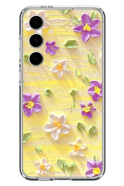 Le Balvo Samsung Galaxy S24 FE Uyumlu Mor Papatyalar Baskılı Silikon Kılıf ürün görseli 1
