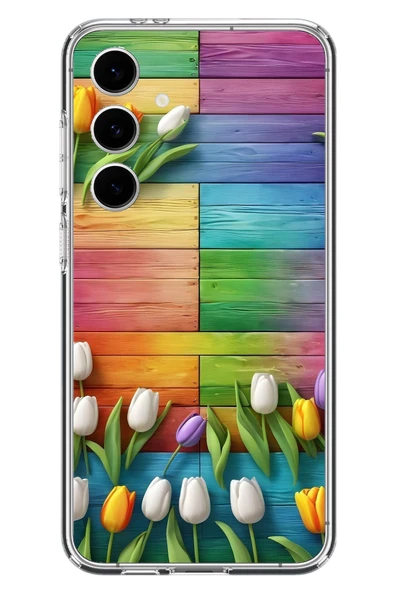 Le Balvo Samsung Galaxy S24 FE Uyumlu Renkli Laleler Baskılı Silikon Kılıf ürün görseli 1