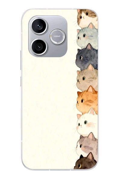Le Balvo Honor 600 Lite Uyumlu Sıralı Kediler Baskılı Silikon Kılıf ürün görseli 1