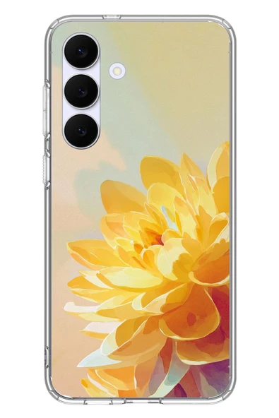 Le Balvo Samsung Galaxy S25 FE Uyumlu Sarı Çiçek Baskılı Silikon Kılıf ürün görseli 1