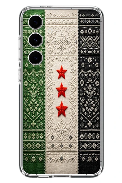 Le Balvo Samsung Galaxy S24 FE Uyumlu Suriye Bayrağı Dokuma Baskılı Silikon Kılıf ürün görseli 1