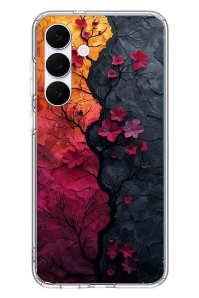 Le Balvo Samsung Galaxy S25 FE Uyumlu Yaprak Geçişkenliği Baskılı Silikon Kılıf ürün görseli 1