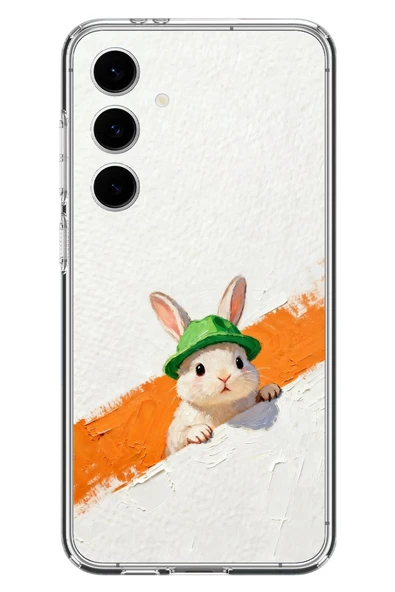 Le Balvo Samsung Galaxy S24 FE Uyumlu Yeşil Şapkalı Tavşan Baskılı Silikon Kılıf ürün görseli 1