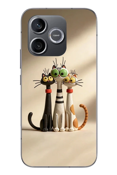 Le Balvo Honor 600 Uyumlu Neşeli Kedi Ailesi Baskılı Silikon Kılıf ürün görseli 1