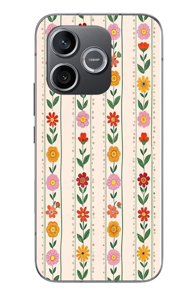 Le Balvo Honor 600 Uyumlu Çiçekler ve Yaprakları Baskılı Silikon Kılıf ürün görseli 1