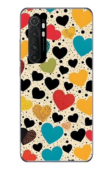 Le Balvo Xiaomi Mi 10 Lite Uyumlu Rengarenk Kalpler Baskılı Silikon Kılıf ürün görseli 1