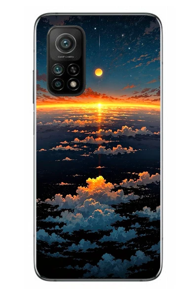 Le Balvo Xiaomi Mi 10 T Uyumlu Gün Batımı ve Ay Baskılı Silikon Kılıf ürün görseli 1
