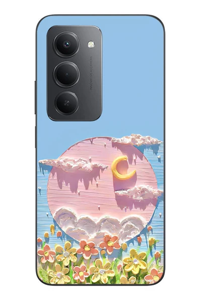 Le Balvo Redmi 15 Uyumlu Çiçekli Ay Baskılı Silikon Kılıf ürün görseli 1