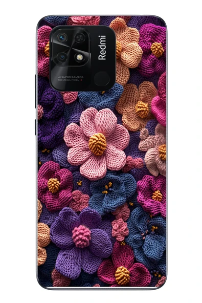 Le Balvo Redmi 10C Uyumlu Çiçek Örgüsü Baskılı Silikon Kılıf ürün görseli 1