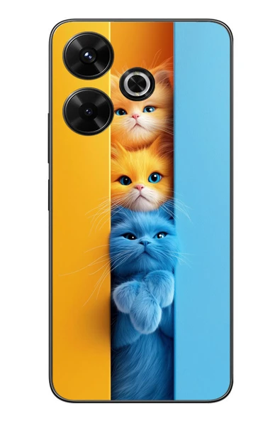 Le Balvo Redmi 13 Uyumlu Mavi Sarı Kediler Baskılı Silikon Kılıf ürün görseli 1
