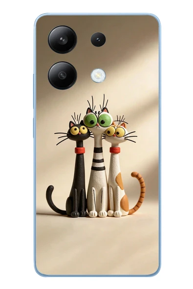 Le Balvo Redmi Note 13 4G Uyumlu Neşeli Kedi Ailesi Baskılı Silikon Kılıf ürün görseli 1