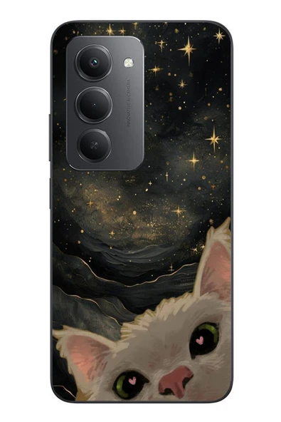 Le Balvo Redmi 15 Uyumlu Siyah Gökyüzülü Kedi Baskılı Silikon Kılıf ürün görseli 1