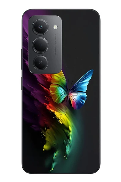 Le Balvo Redmi 15 Uyumlu Gökkuşağı Kelebeği Baskılı Silikon Kılıf ürün görseli 1